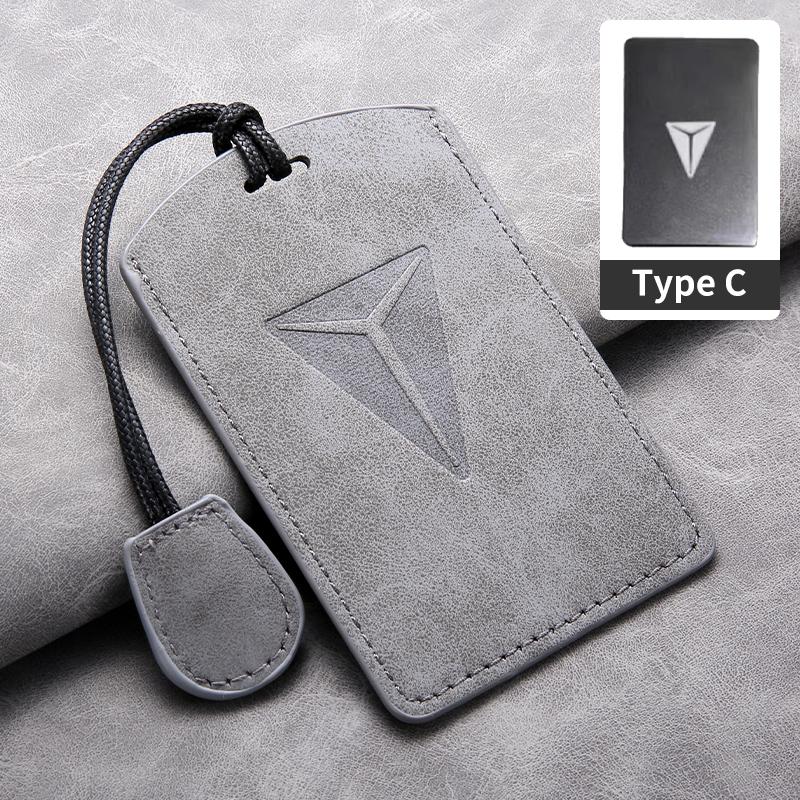 For Changan Deepal S7 SL03 NFC Card Sheepskin Car Key Case Remote Cover Shell Keychain Ring Holder Fob Bag Interior Accessories