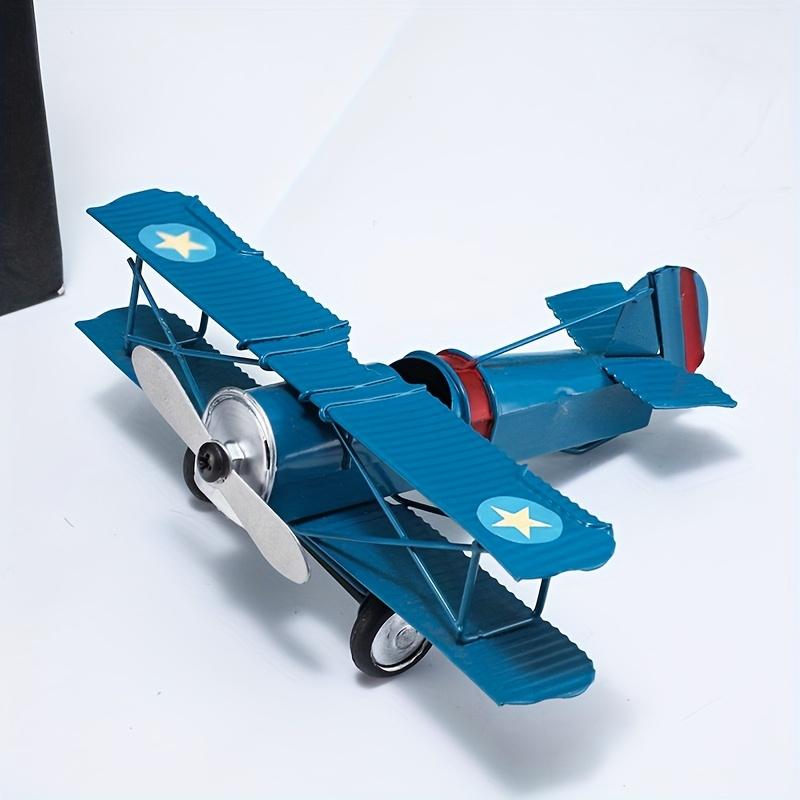1Pcs Vintage Plane Shape Crafts Plane Ornaments Living Room Miniature Metal Art Home Decoration синий