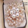 Elegant Faux Pearl & Rhinestone Snowflake Brooch Pin, Durable Zinc Alloy Sparkling Jewelry, Versatile for Women's Clothing