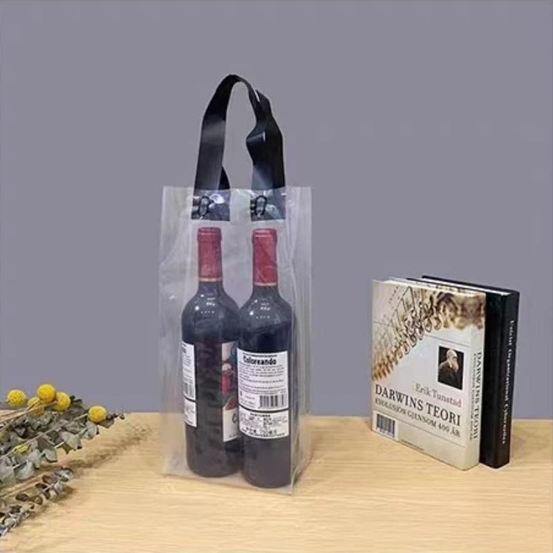 Friendly Transparent Plastic Bags Champagne Carbonated Beverage Packaging Sack Single Double Red Wine Gift Pouch Picnic Camping Barbecue Wine Bag