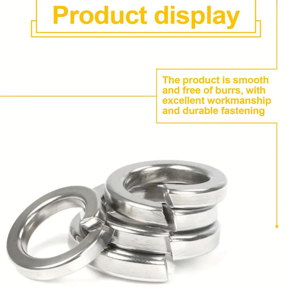 VKKM600Pc Stainless Steel Spring Locking Washer, M2-M12 Hybrid Set, Suitable for Industrial and Agricultural Machinery Equipment