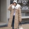 Down Cotton-padded Jacket Women's Winter New Western Style Long Over-the-knee Thick Cotton-padded Jacket with Big Fur Collar
