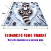 1PC Raccoon holding heart in snow pattern Blanket Flannel Material Soft Warm for All Seasons,For Home Outdoor Camping Picnics RV