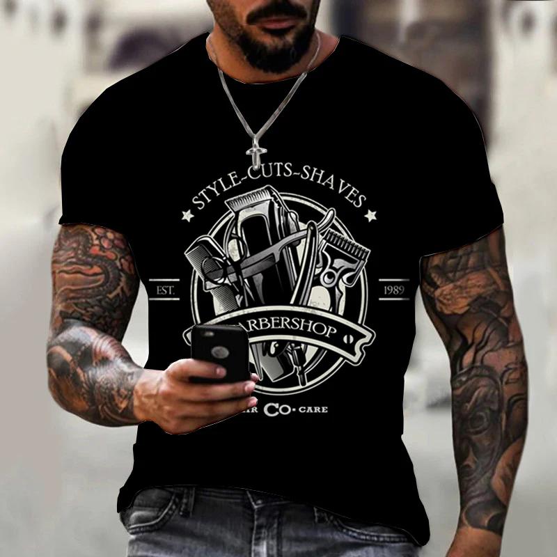 Street Men's T-shirt Hairdressing Pattern Casual Short Sleeve O Neck Fashion Hot Seller Funny 3D Printed Harajuku Hip Hop Shirt