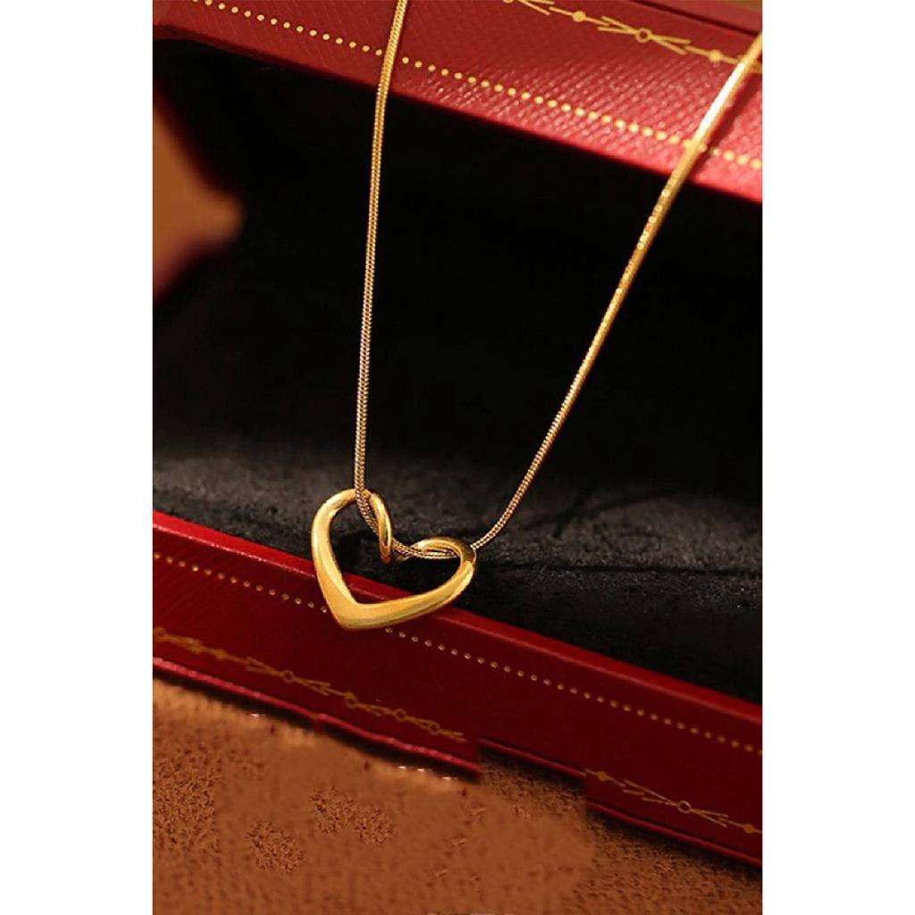 Women's Gold Color Heart Knot Necklace