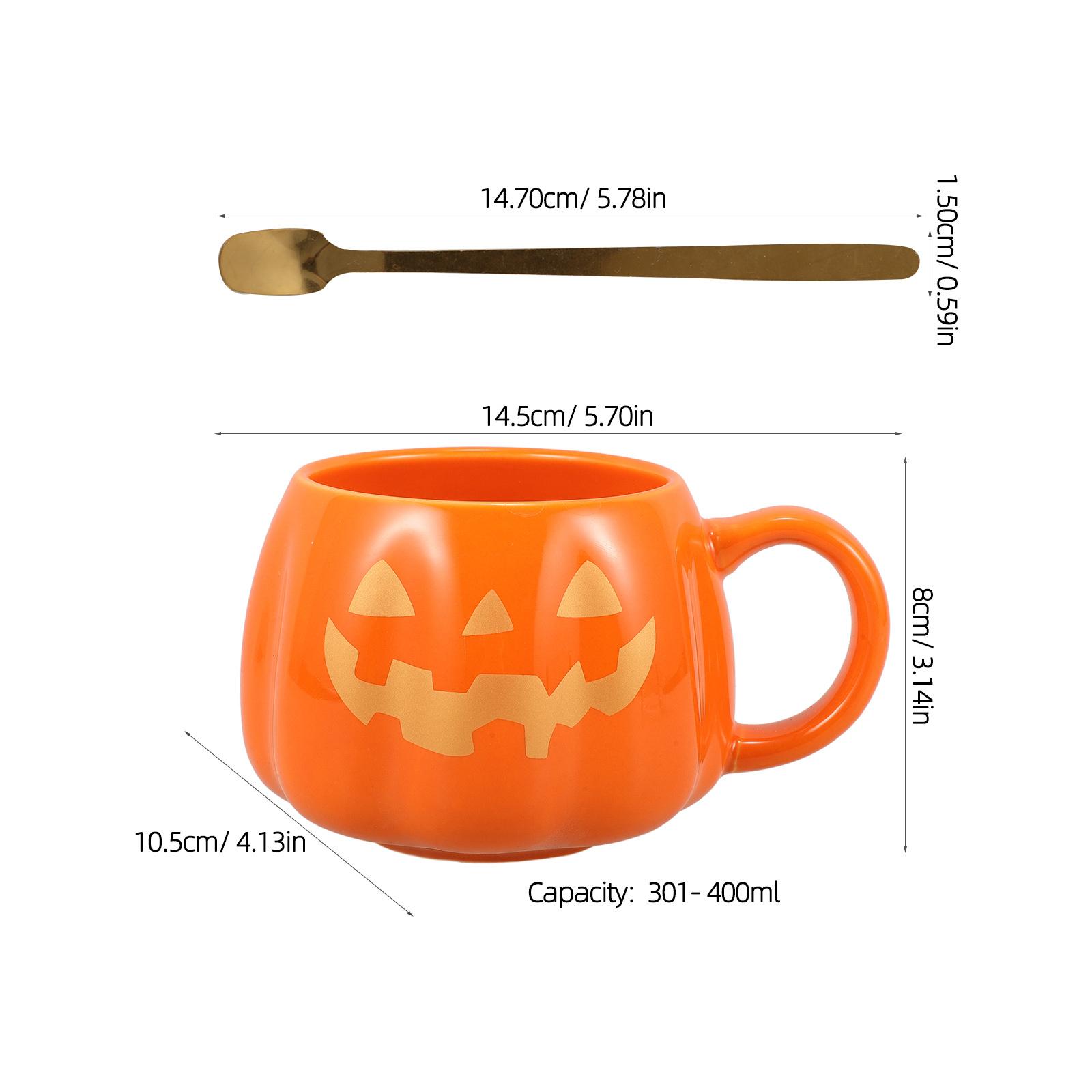 

Halloween Mugs Coffee with Spoon Cup Pumpkin Ceramics Shaped Cups Water Pattern other
