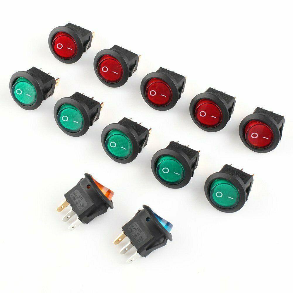 20 Pieces 12V SPST LED Round Rocker Toggle Switch ON/OFF for Vehicle and Marine Projects with 20mm Panel Hole Size