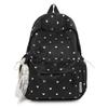 Cute Heart Pattern Backpack with Front Pocket and Drawstring Side Pockets