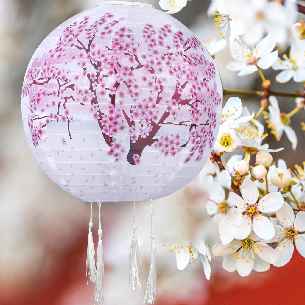 LED Solar Lantern Nylon Colth Solar Powered Cherry Blossom Lights Chinese Traditional Hanging Lanterns for Patio Garden Decor