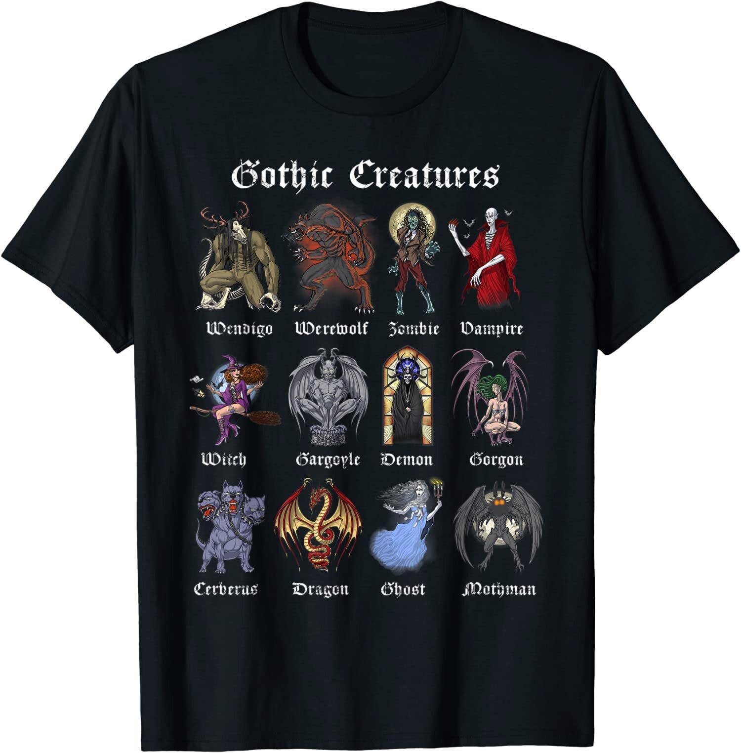 NEW LIMITED Gothic Mythical Creatures Cryptid Monsters Cryptozoology Tee T-Shirt M