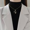 ZAKOL Gold Color Stainless Steel Hollow Mouse Head CZ Necklace for Women Cute Collar Accessories Girls Birthday Gift