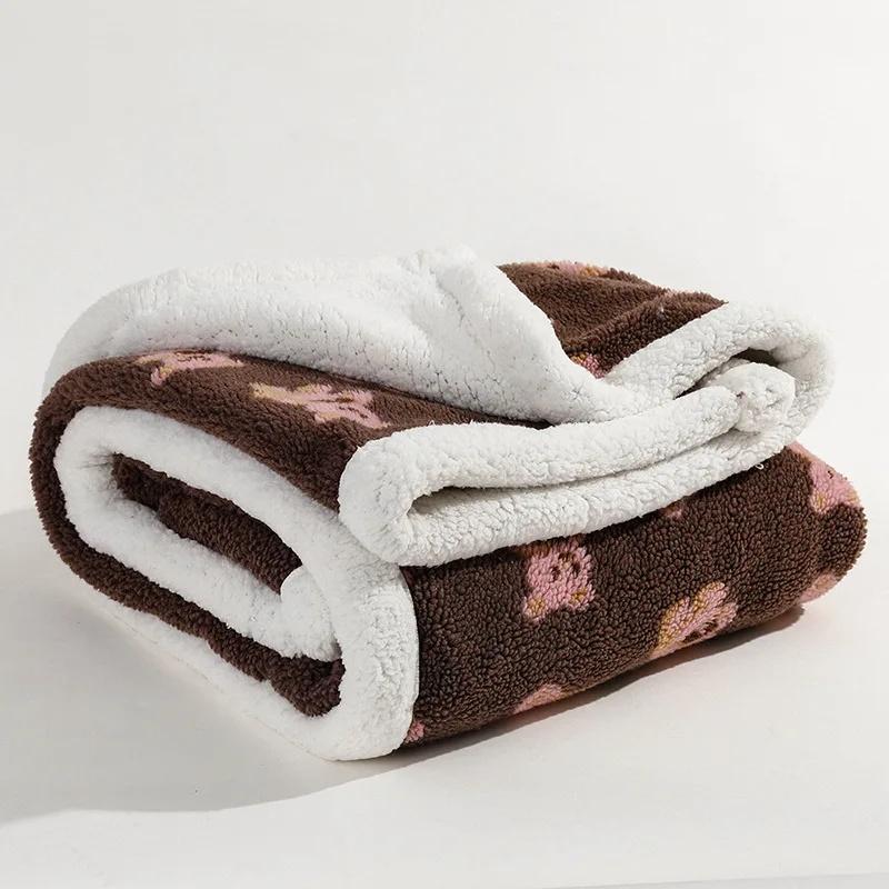 

Korean Style Teddy Bear Blankets Fleece Soft Warm Camping Thick Bed Blankets Plush Cute Sofa Blanket Bedding Sheet Home Supplies 80 120cm