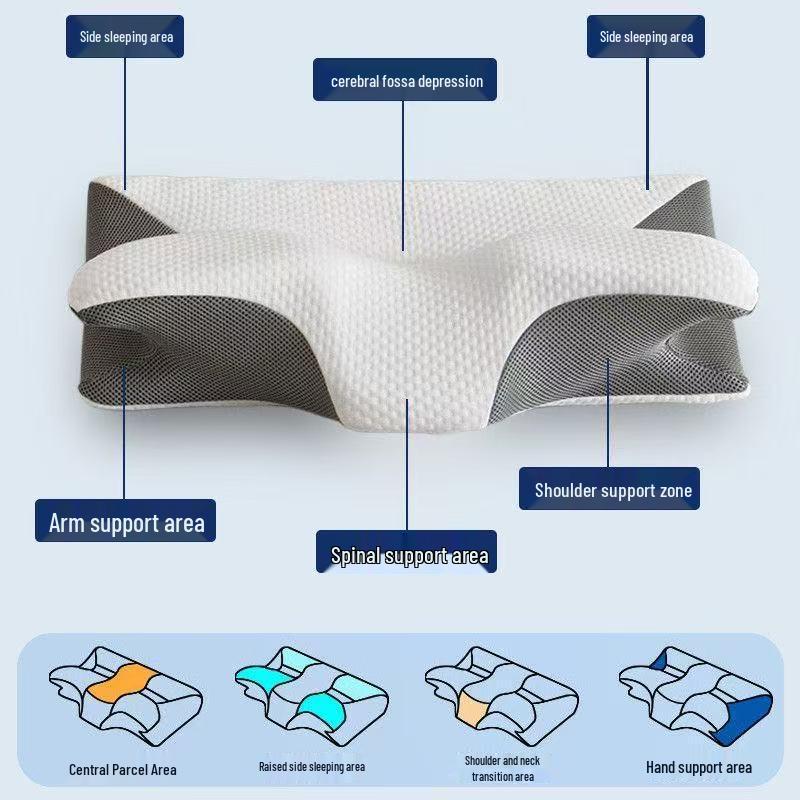 Cross-Border Butterfly Memory Foam Neck Support Pillow - Cervical & High-Profile Design with Slow-Rebound Feature