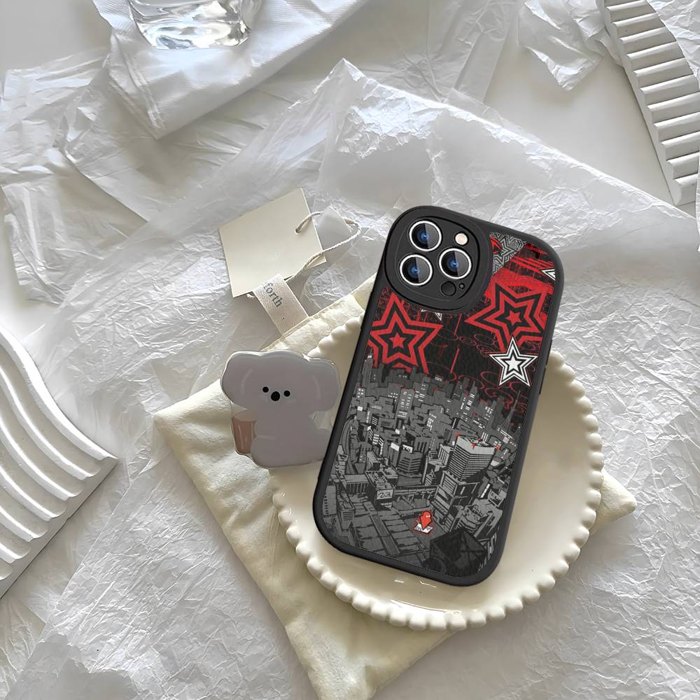 Persona 5 For iPhone 16 15 14 13 12 11 Pro Max Plus Shockproof Leather Soft Phone Cover