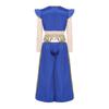 Boys Arabian Prince Costume Long Sleeve Fake Shirt Top Metallic Shiny Patchwork Contrast Color Harem Pants