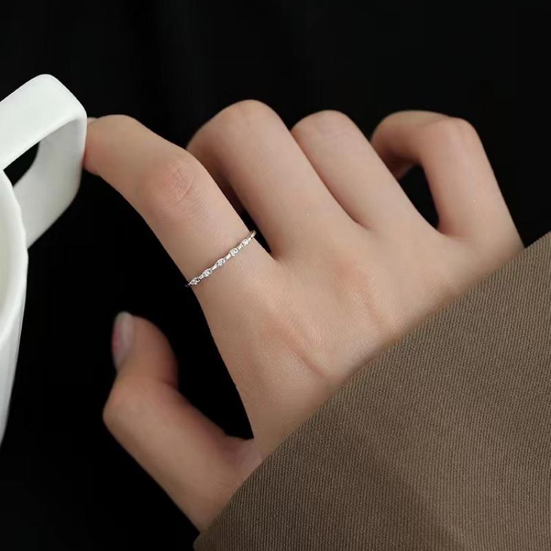 Elegant Adjustable Sparkling Diamond Ring for Index or Pinky Finger - Luxurious and Simple Design