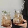Transparent Glass Cup Exquisite Heat-Resistant Tumbler Tea Juice Milk Coffee Mug Water Glasses Stripe Mug Drinkware