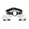 BDSM Ball Gag with Nipple Clamps Chain Set Hollow Perforated Mouth Gag Slave Role Play Bondage Adult Sex Toy for Women Men