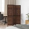3 Piece Room Divider Dark Brown Solid Paulownia Wood