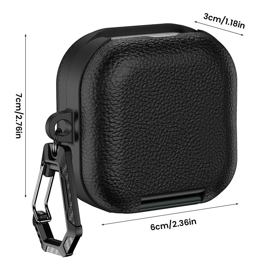 PU Leather Earphone Cover For Samsung Galaxy Buds 4/Buds4 Pro Soft TPU Protection Shockproof With Carabiner Phone Stand Cases