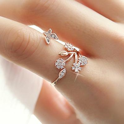 Beliebter Schmetterlings-Inlay-Damenring, Vielseitiger Löwenzahn-Zeigefingerring-Schmuck