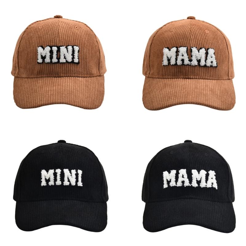 Baseball Hat MAMA Corduroy Baseball Hat Peaked Hat Baseball Sunhat HipHop Hat Parent-child Hat Curved Visor