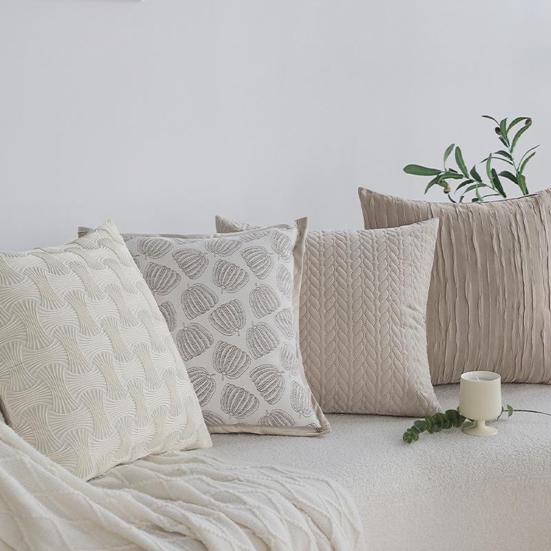 Cream Style Sofa Pillow Case Ins Nordic Living Room Model Room Pillow Bedside Cushion Bed Back Pillow