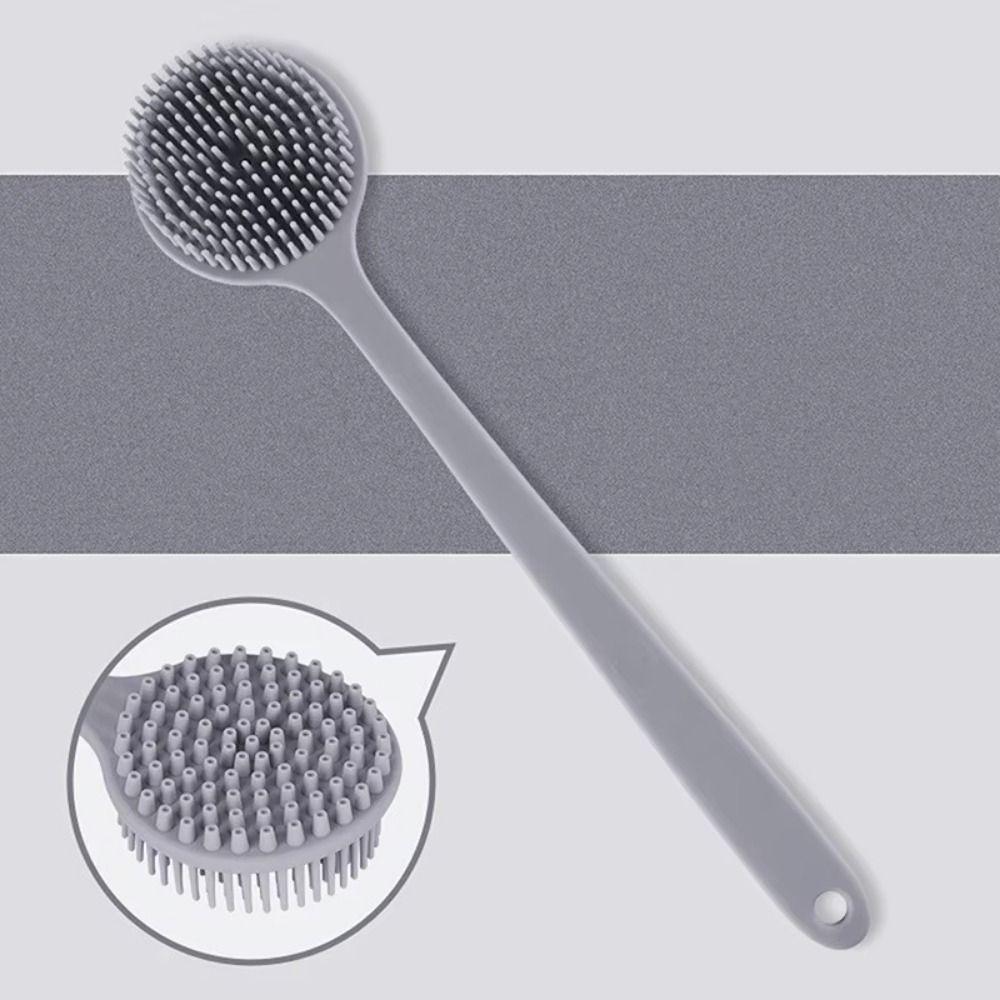 Anti-Slip Bath Soft Back Brush Long Handle Skin Massager Lightweight Silicone Exfoliator Tool  Home