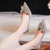 French Beautiful Wedding Shoes Women's New Show He Main Wedding Dress Two Wear Thin Heels Silver Bridal High Heels Women Are Not Tired