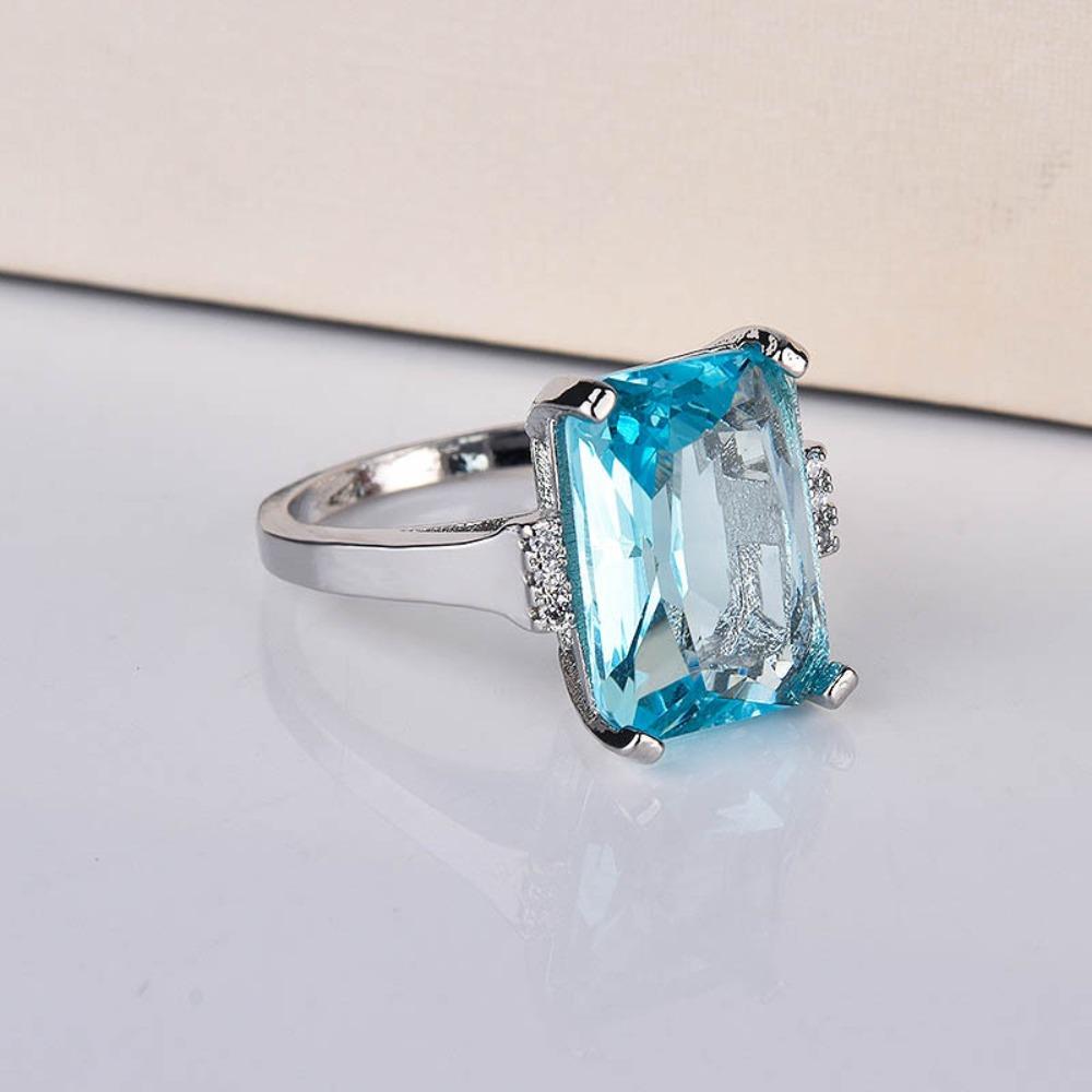 Luxury Topaz and Sapphire Ring for Women Fashion Jewelry Engagement Wedding Band