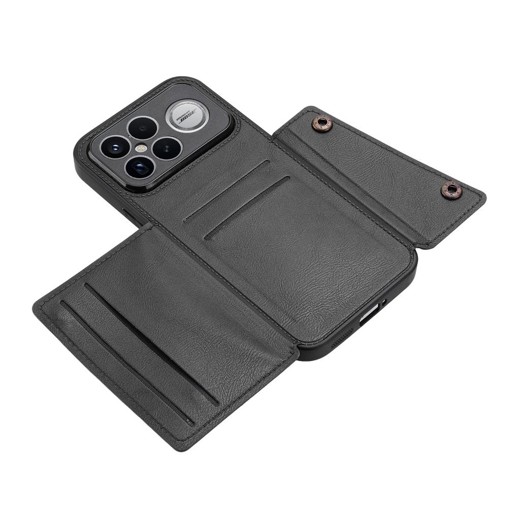 Pouzdro na telefon pro Xiaomi Poco F8 Ultra / Redmi K90 Pro Max 5G s sloty pro karty, stojánek, kůže + TPU kryt na telefon