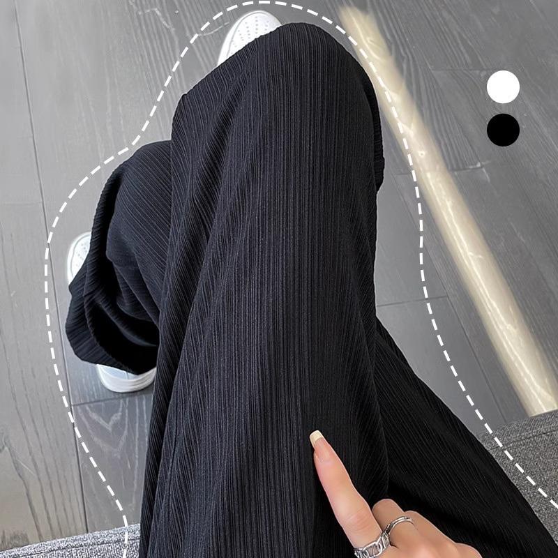 

Maternity pants summer wear new thin ice silk wide leg pants large size fat mm does not restrain the stomach maternity wear average size [suitable for 80-55kg] чёрный