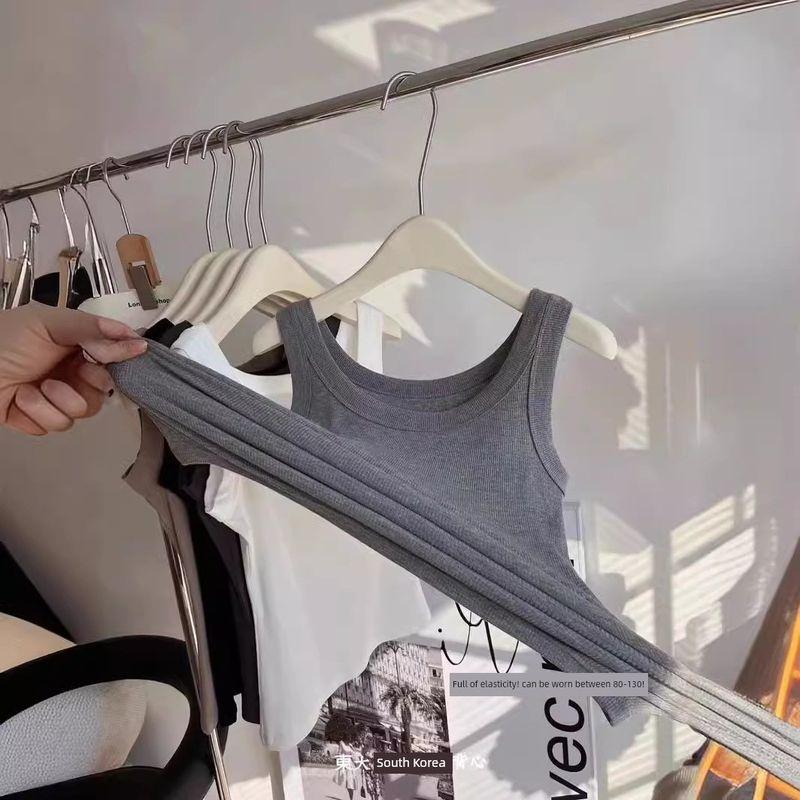 Dongdaemun Vest Victoria Style Seamless Ribbed Cotton Undershirt Anti-Exposure Covering Side Breast Area Versatile Vest for Women