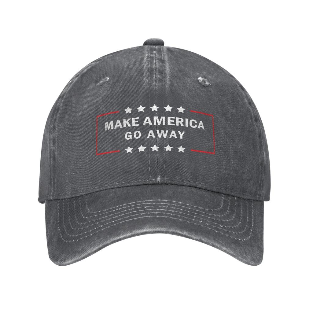Make America Go Away Unisex Baseball Cap Funny Sarcasm US Saying Distressed Washed Hats Outdoor  Unstructured Soft Snapback Cap
