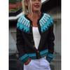 Cardigan Tricot Femme Col Rond Boutonnage Simple Imprimé Floral Manches Longues Vêtement d'Extérieur Décontracté