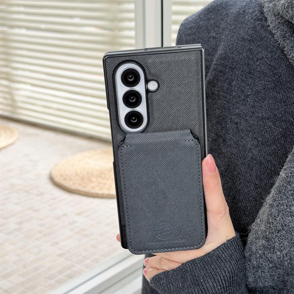 2 In 1 Magnetic Leather Wallet Cards Solt Phone Case for Samsung Galaxy Fold 7 6 5 4 3 Wireless Charging Holder Protective Cover