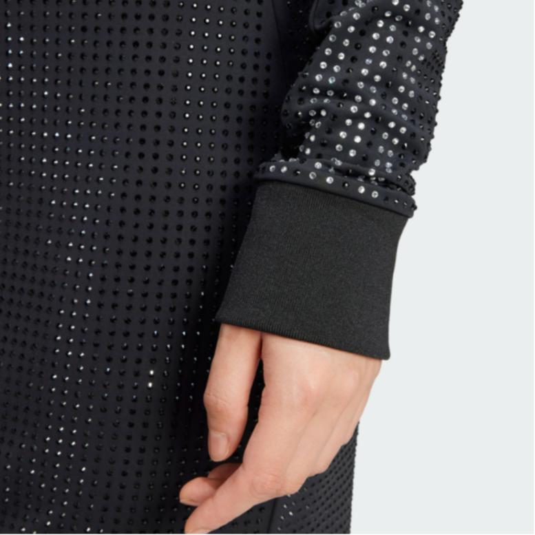adidas Originals Atlanta Abito Stampato con Strass Sportivo Comodo Moda Slim Fit Manica Lunga Donna Abiti Nero IW3108