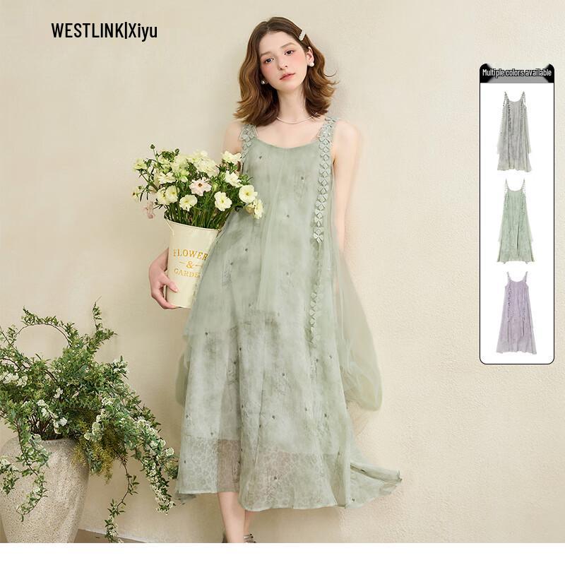 

Платье из сказочного газа с цветочным ремешком Xiyu