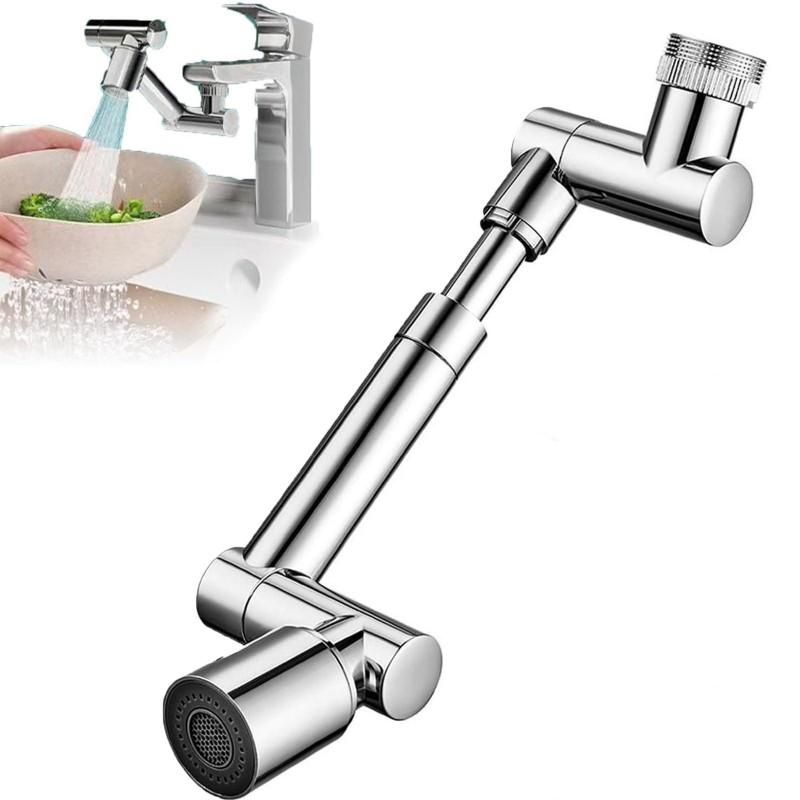 Retractable Universal 1440 Swivel Robotic Arm Swivel Extension Faucet Aerator Kitchen Sink Faucet Extender 2 Water Flow Mode