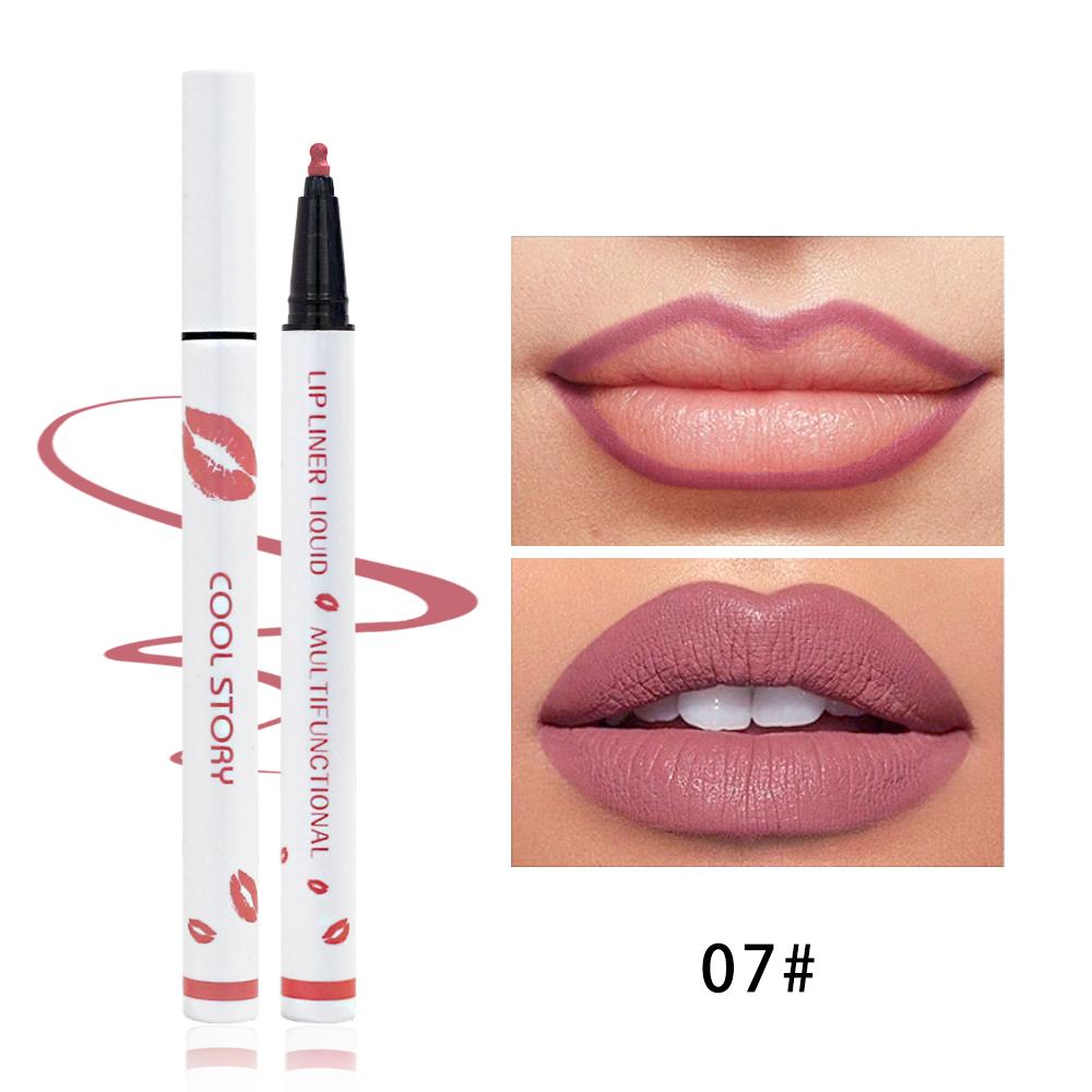 Multifunctional Lip Liner Matte Liquid Lipstick Pen Non-stick Cup Lip Gloss Solid Color Lip Glaze Pen Long-lasting Waterproof Sweat Makeup