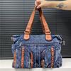 Korean Version Of Retro Multi-Pocket Splicing Washed Punk Denim Shoulder Bag