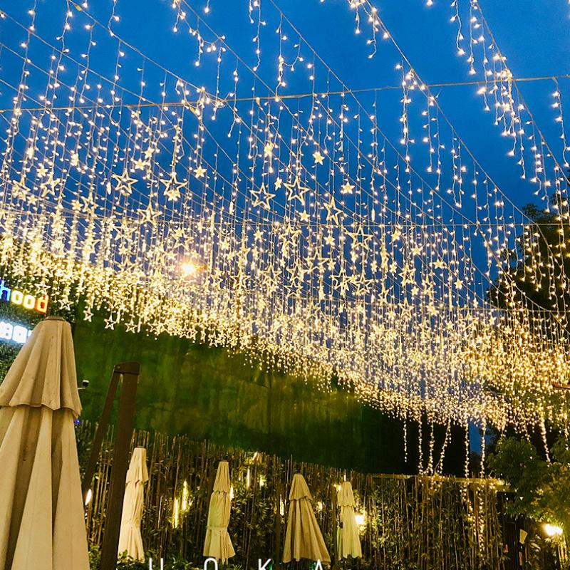 Dize Lamba Renkli Lamba Kolye LED Romantik Yaratıcı Modelleme Perde Işık Pentagram Perde Işık 6 Büyük 6 Küçük