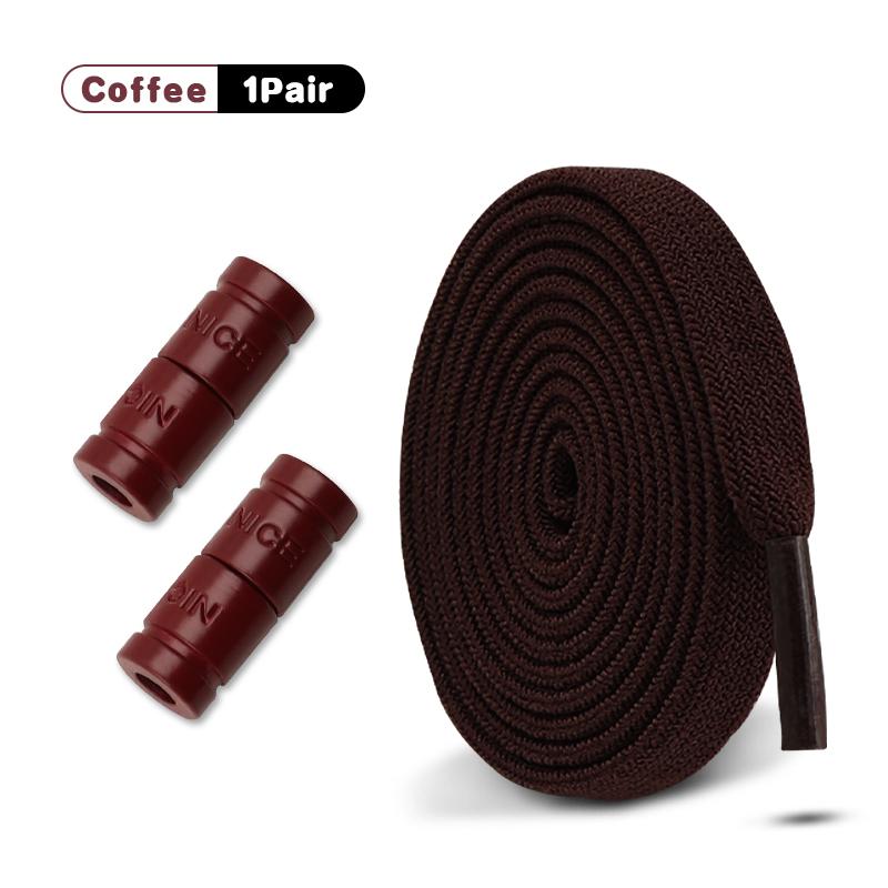 Elastische Veters zonder knopen Capsule Gesp Veterschoenen Sneakers Platte Schoenen veterschoenen zonder knopen Kinderen Volwassenen Schoen Accessoires 1 Paar/2 Paar 100cm koffie