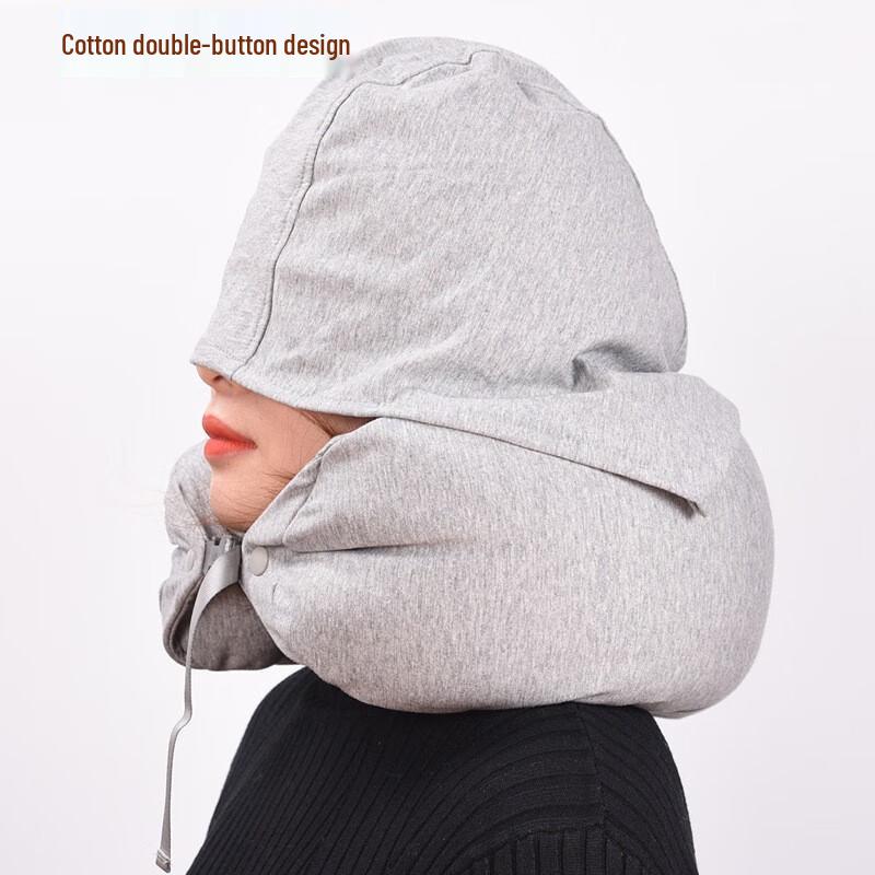 Tri-polar Hooded Travel Neck Pillow