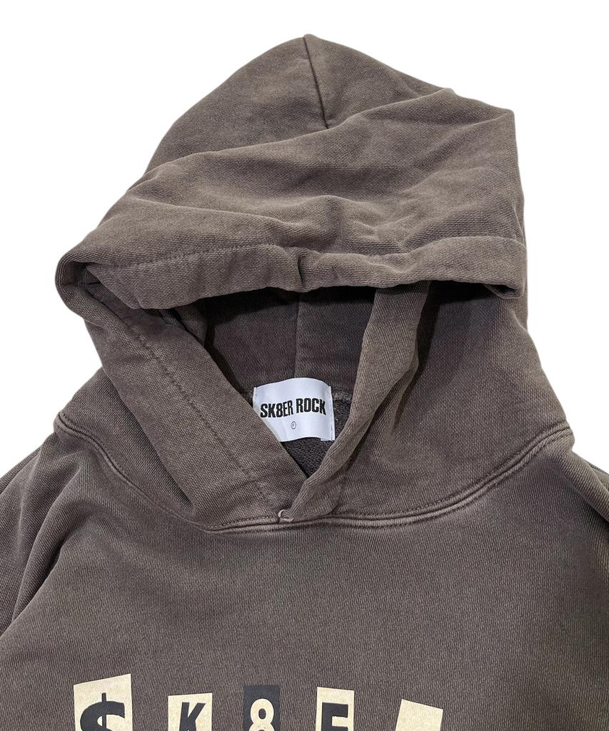 SK8ER ROCK Collage Lettering Pigment Hoodie (Brown)