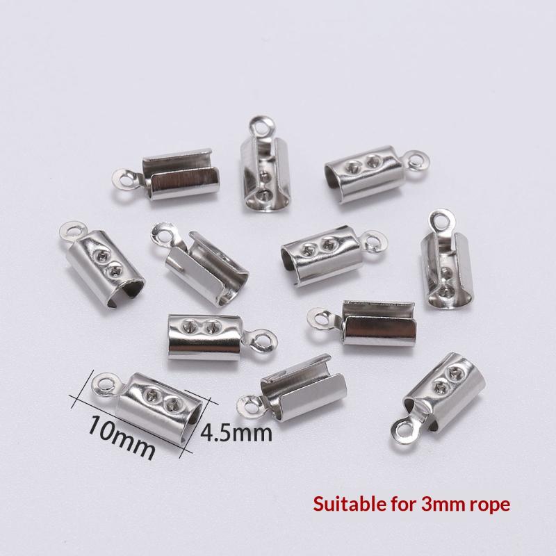 50/100 Stück Halskettenverbinder Zubehör Edelstahl Quetschperlen Kappen Lederbandclips Für DIY Schmuckherstellung