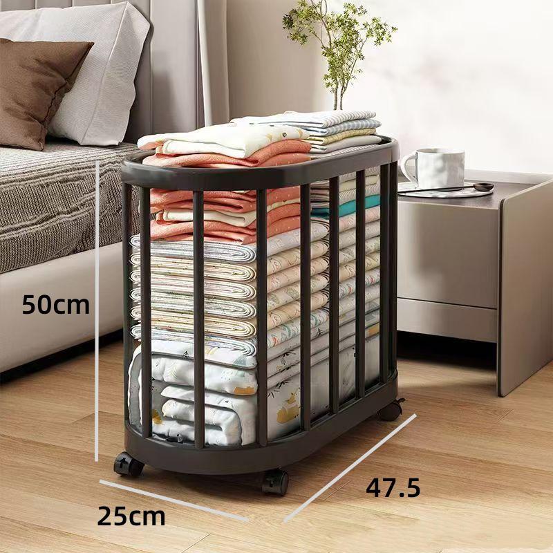

Large Capacity Laundry Basket Movable Breathable Dirty Clothes Storage Basket With Wheels Multifunctional Plastic Trolley чорний