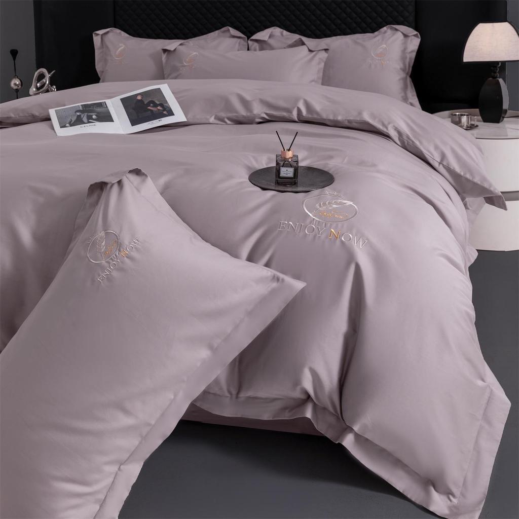 High-End 60s Long-Staple Cotton Embroidered Four-Piece Bedding Set with Duvet Cover & Bed Sheet