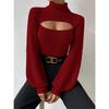 Damen S Hoher Hals Ausgeschnitten Locker Sitzender Pullover Oberbekleidung Top