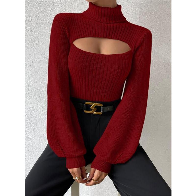 Damen S Hoher Hals Ausgeschnitten Locker Sitzender Pullover Oberbekleidung Top